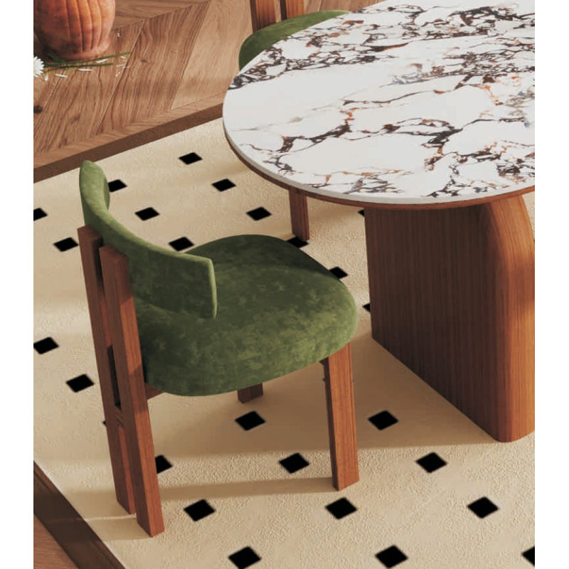 Chaise de salle à manger rembourrée Crutcher, Velours vert