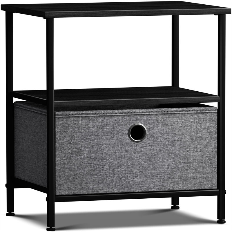 Jakaiden End Table with Storage, Black/Charcoal