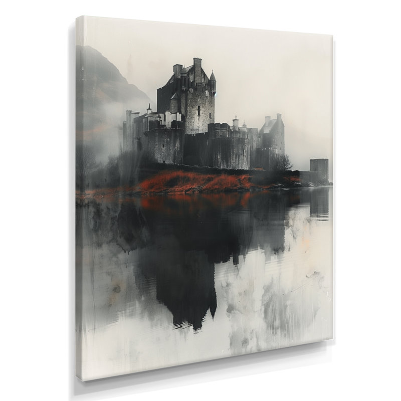 Décoration murale monochromes gris Medival England Castle - Châteaux, Toile tendue, H 40 po x l 30 po x P 1,5 po