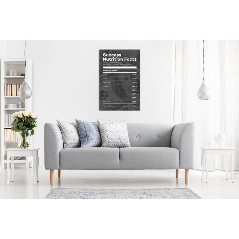 Inspirational Motivational Success Nutritional Facts - Wrapped Canvas Print, 31cm H x 20cm W