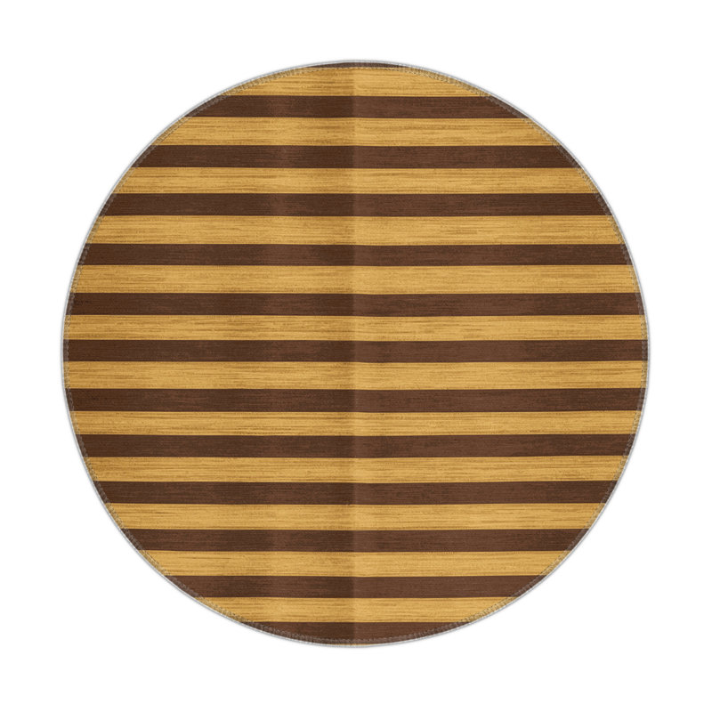 HorizontalStripes Brown Indoor and Outdoor Area Rug, Round 5'