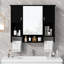 Armoire de rangement murale moderne 35 po x 28 po, armoire de salle de bain murale avec miroir, armoire à pharmacie avec barre à serviettes-1059095393