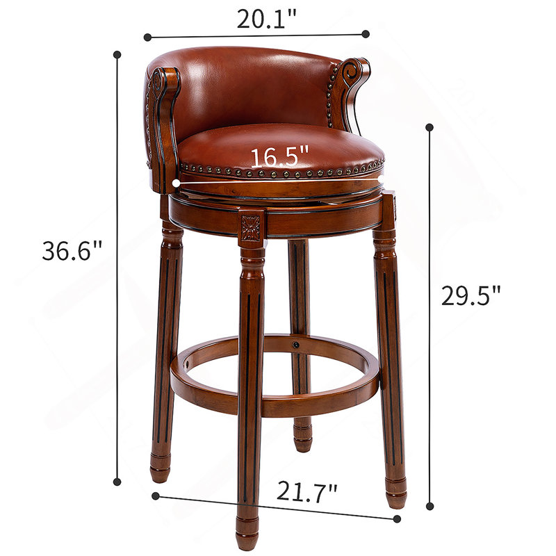Tabourets de bar en bois avec dessus de vache, chaise pivotante à 360 degrés, Brun