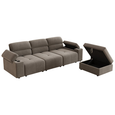 105" Modern Modular Cloud Sectional Sofa with Storage Ottoman and Adjustable Backrest