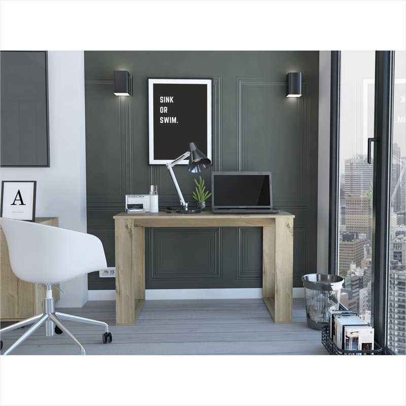 Bureau moderne avec plateau rectangulaire spacieux au fini beige, poste de travail 47,2