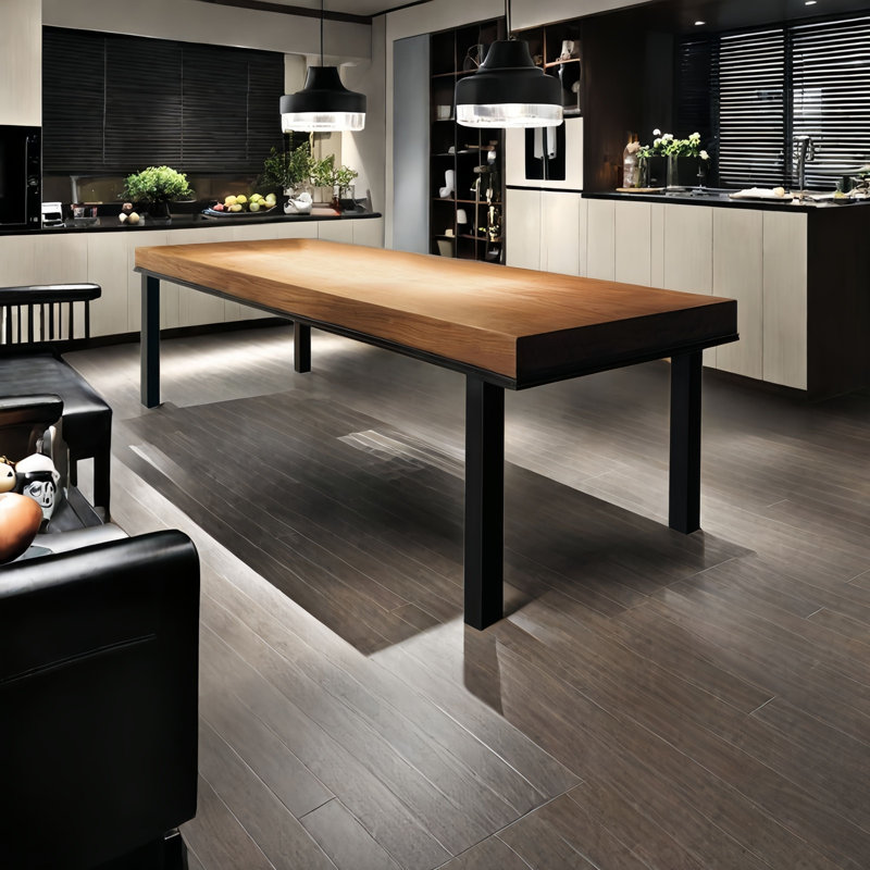 Industrial Style Heavy Solid Wood Dining Table, 29.50"H x 63"L x 31.50"W