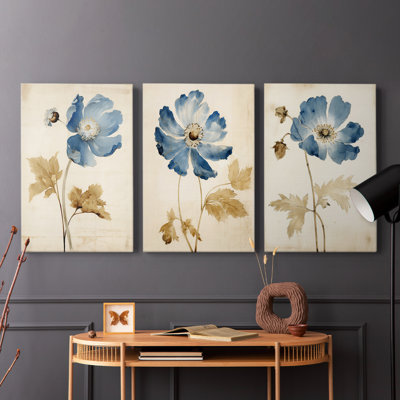 Étude florale série 11 - Ensemble de toiles tendues avec châssis Premium - Prêt à être accroché