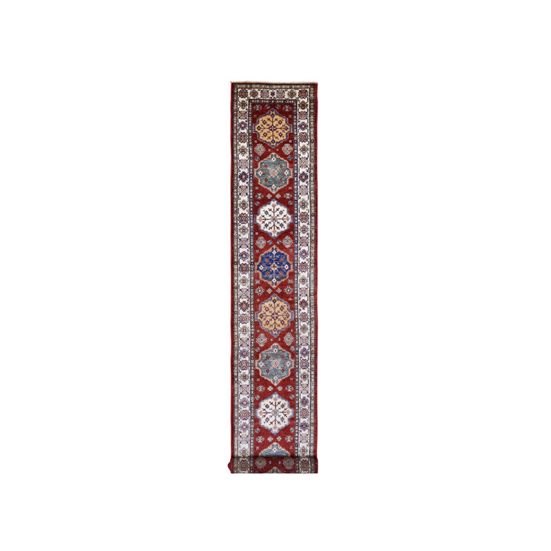 Tapis de couloir oriental rouge en laine super Kazak 2 pi 10 po x 23 pi 52D26C5494F74AC89102B1A5C0D8058B