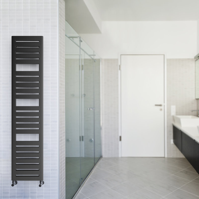 Salisbury Heated Towel Rail, Black, 136cm H x 30cm W x 7.2cm D