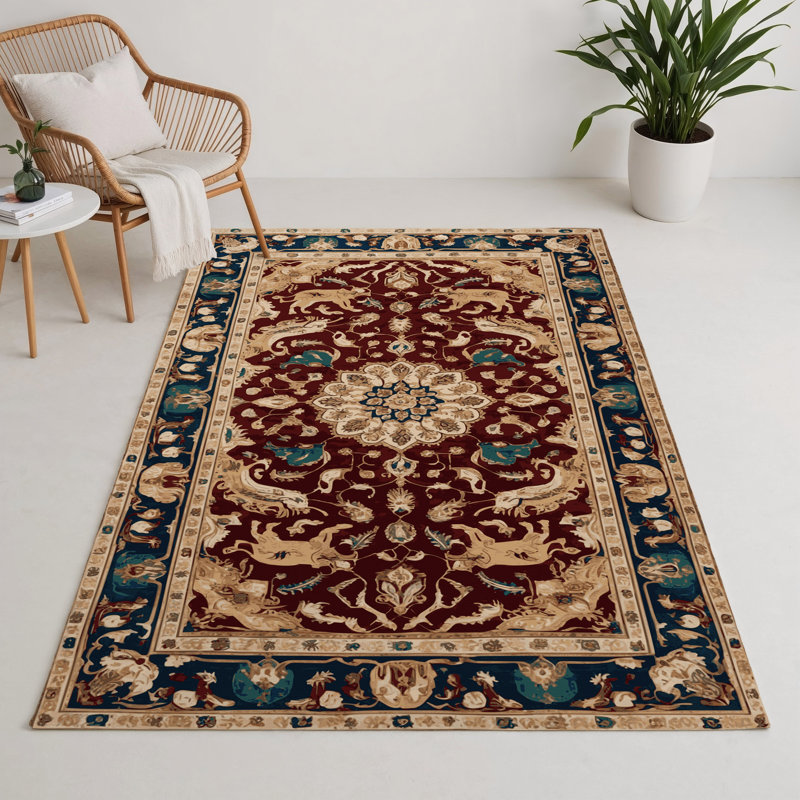 Persian Brown Indoor and Outdoor Area Rug, Rectangle 5' x 7'