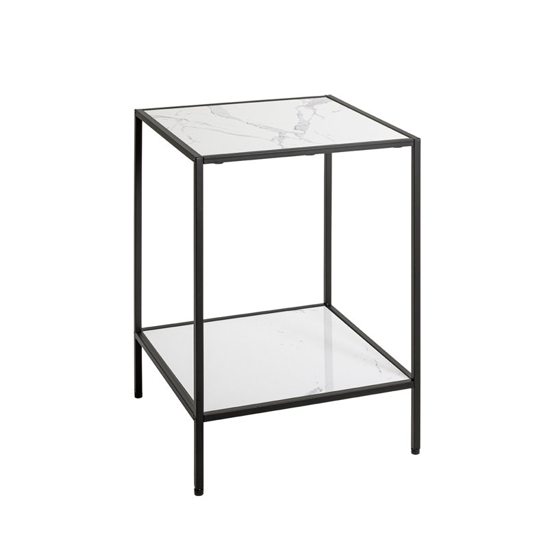 Side Table, Black, White