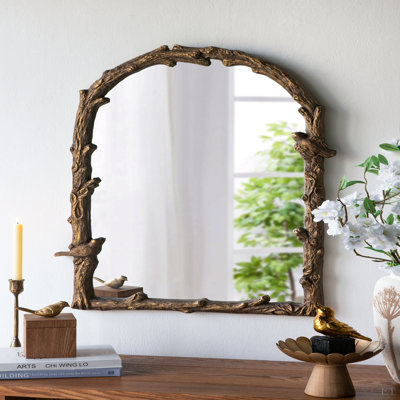 Miroir mural 24 po x 1,5 po x 34 po magnésien avec motifs botaniques et oiseaux