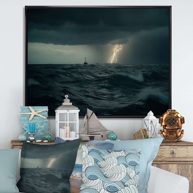 «Thunderstorm of the Sea II», impression sur toile, H 30 po x l 40 po x P 1,5 po, Cadre flottant noir