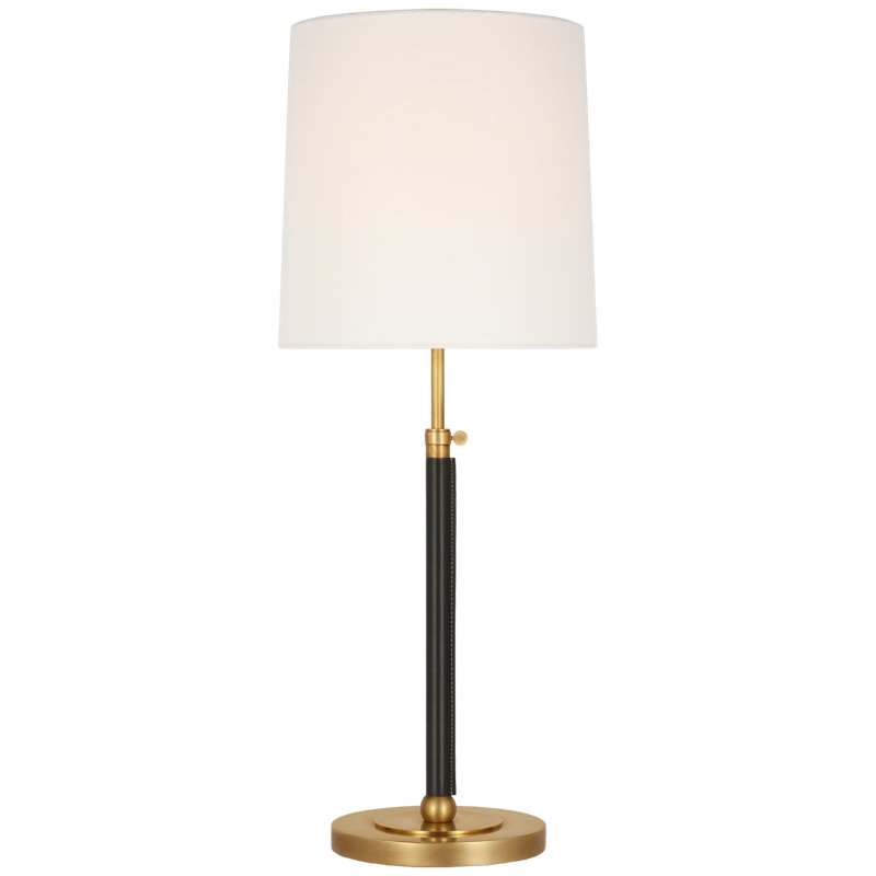 Bryant Metal Table Lamp, Hand-Rubbed Antique Brass/Chocolate Leather, 27.5" H x 12" W x 12" D