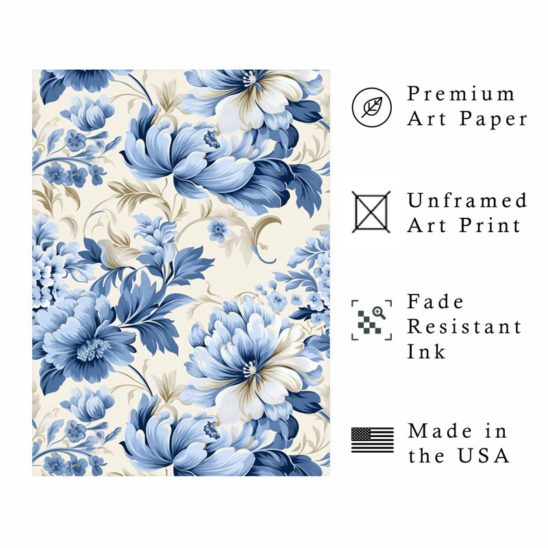 Impression d'art floral sans cadre, H 7 po x l 5 po