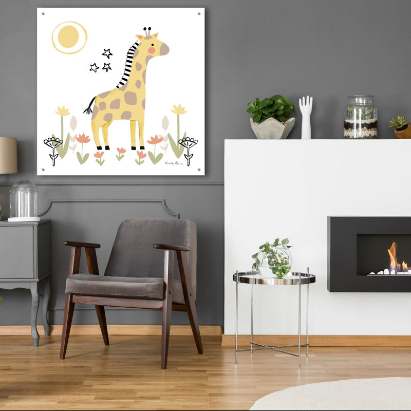 «Baby Giraffe» par Farida Zaman, art mural en verre acrylique, H 36 po x l 36 po x P 0,2 po