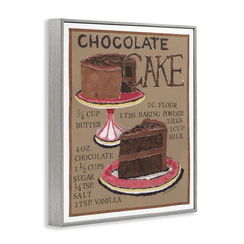 Art de recette de gâteau au chocolat par Nancy Overton, Estampe numérique Farmhouse, H 20 po x l 16 po