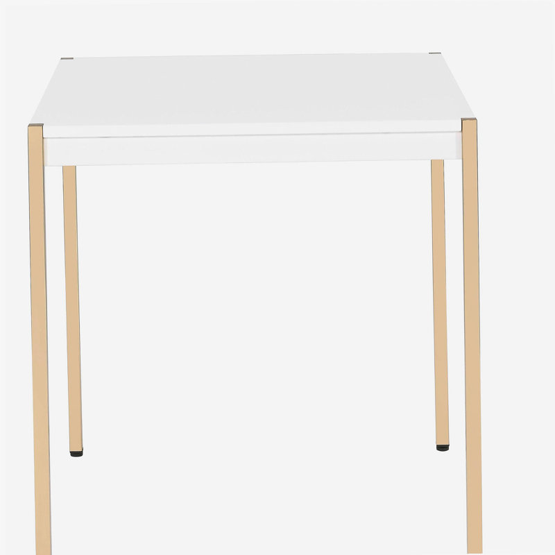 White and Gold Square End Table