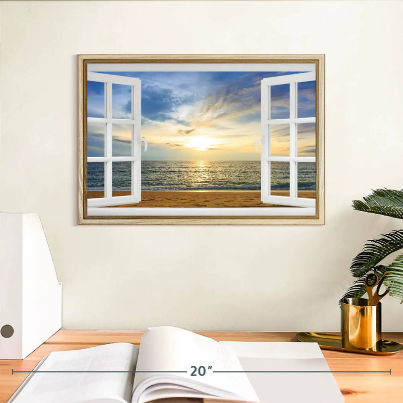 Fenêtre à Bleeker éthéré, Cadre flottant en bois naturel, 13 po x 9 po