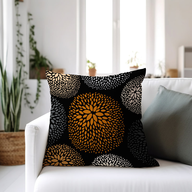 Housse et insert de coussin décoratif intérieur / extérieur Bavière, Orange / noir, H 19 po x l 19 po