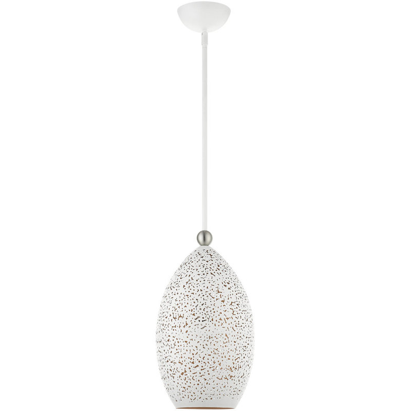 Contemporary Mini Globe Pendant Light in White and Gold with Brushed Nickel Accents