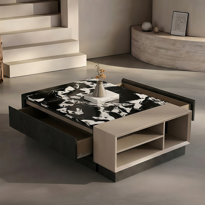 Picture Color Stone Rectangular&Round Coffee Table Sets