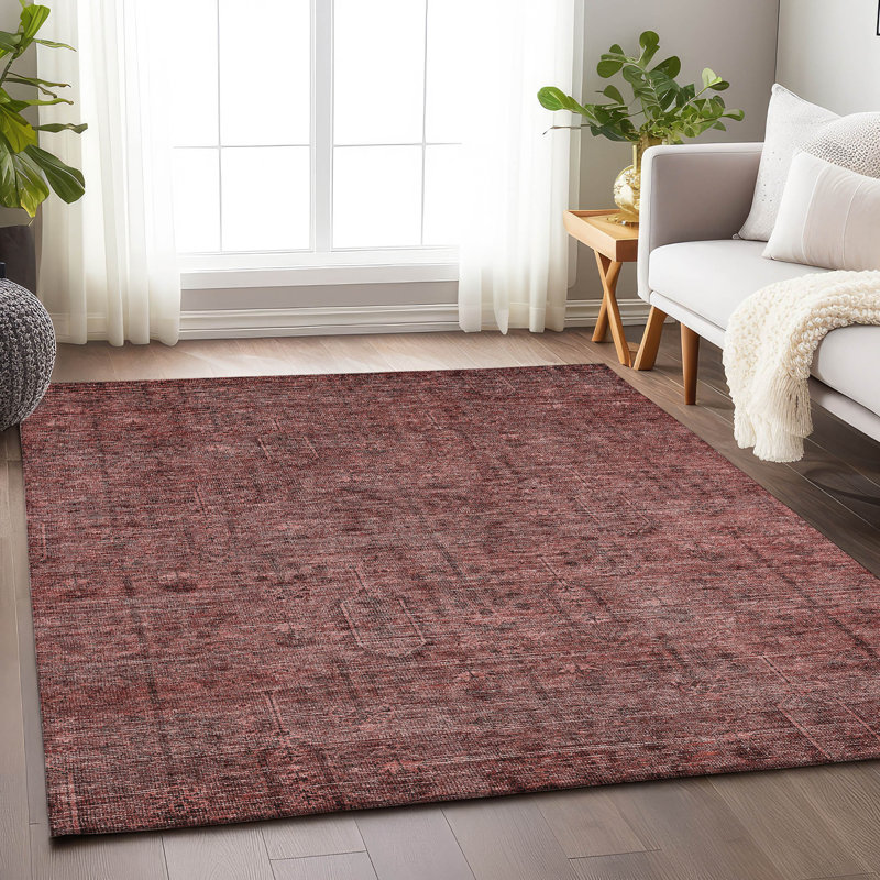 Premium Machine Washable Prisco Paprika Rug, Rectangle 9' x 12'