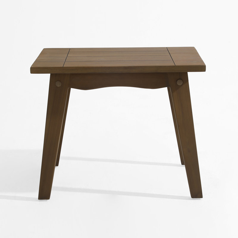 Polett Rectangular Acacia Solid Wood Outdoor Side Table - 49.78 cm W 34.29 cm D, Brown