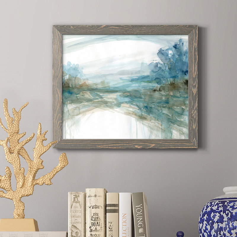 Watery Treeline - Reproduction d'art sur toile encadrée, H 17 po x l 20 po x P 1 po, gris
