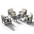 Teak Outdoor Four-person Conversation Set With Cushion And Two Side Tables-1987628335-1987628368