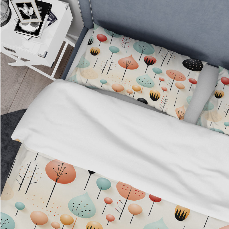 Ensemble de housse de couette en microfibre pastel à motif géométrique scandinave bleu / pêche