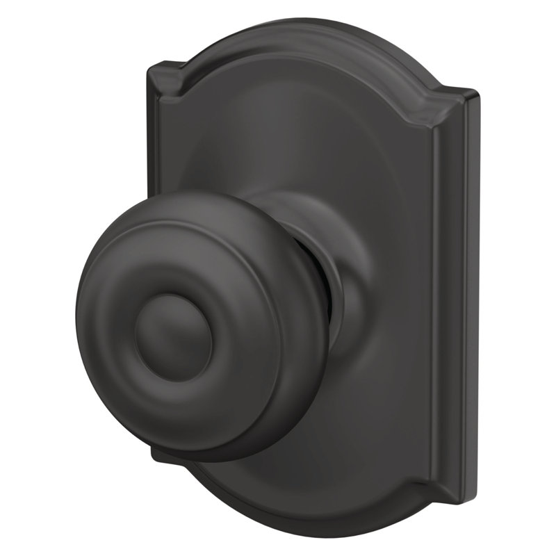 Georgian Passage Knob with Camelot Trim, Matte Black