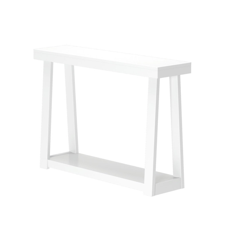 Beckett Solid Wood Console Table with Shelf, 32" H x 46.25" W x 12" D, White