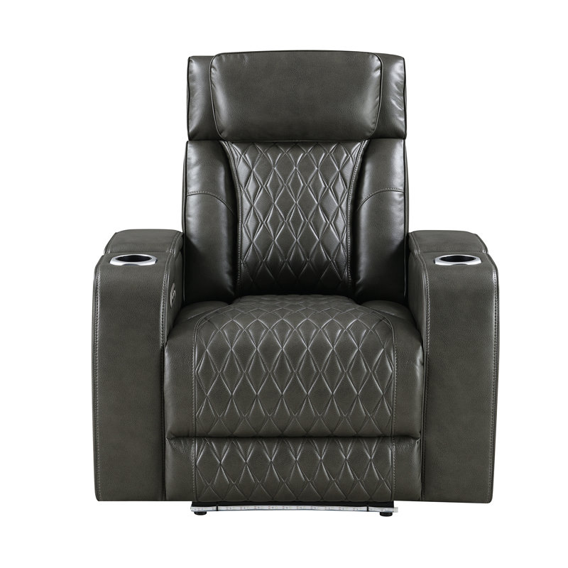 Fauteuil inclinable électrique en cuir synthétique gris foncé Taddeo