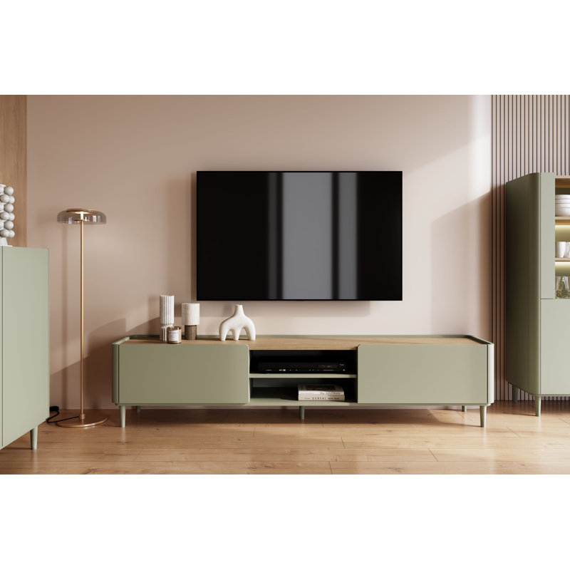 Blackett Unfinished TV Stand for TVs up to 77", 48 cm H x 220 cm L x 48 cm W, Green/Brown