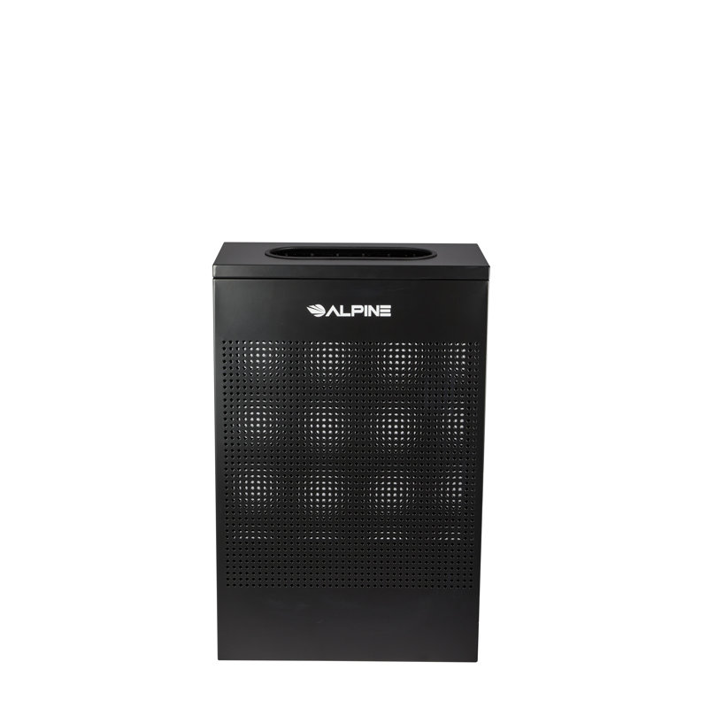 Poubelle perforée carrée en acier inoxydable 13 gallons, Noir
