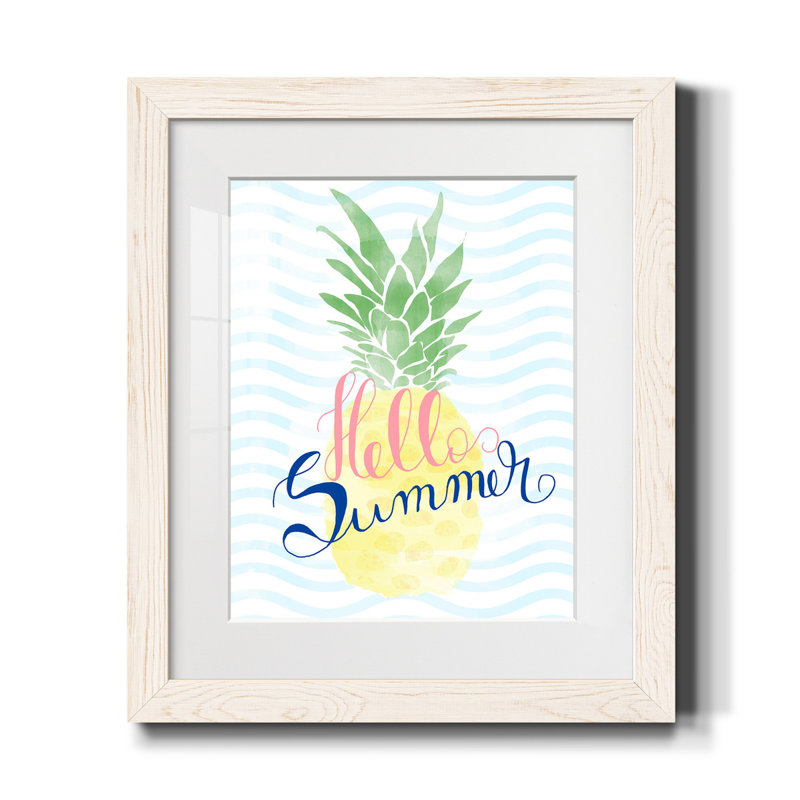 Hello Summer - Reproduction d'art textuel sur papier encadré, Blanc, H 20 po x l 17 po x P 1,5 po
