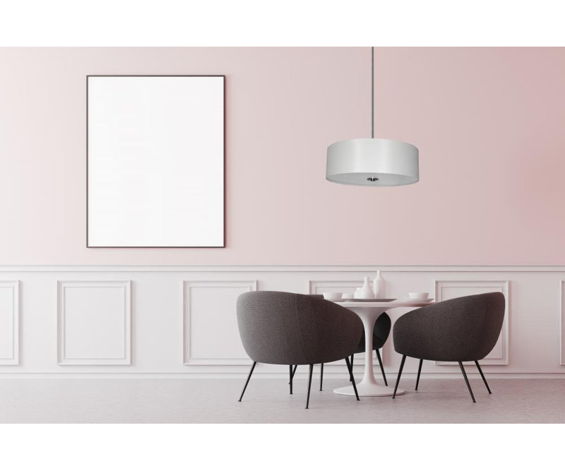 Lustre tambour 4 lumières à abat-jour Olivo, Blanc immaculé
