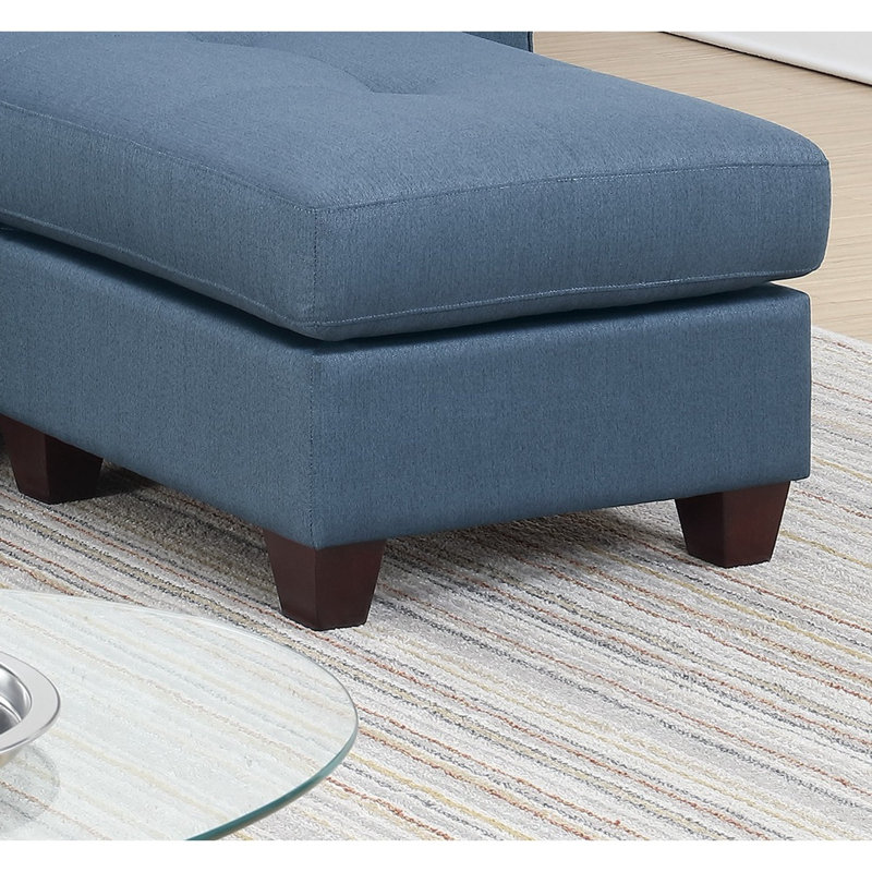 Cassity Upholstered L-Shaped Sectional Reversible, 35" H x 59" H x 56" D, Blue Polyester