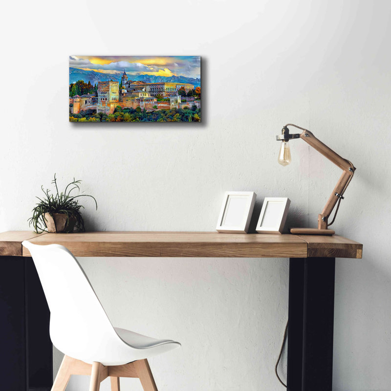 «Granada Espagne La Alhambra» par Pedro Gavidia, art mural sur toile, H 12 po x l 24 po x P 0,75 po