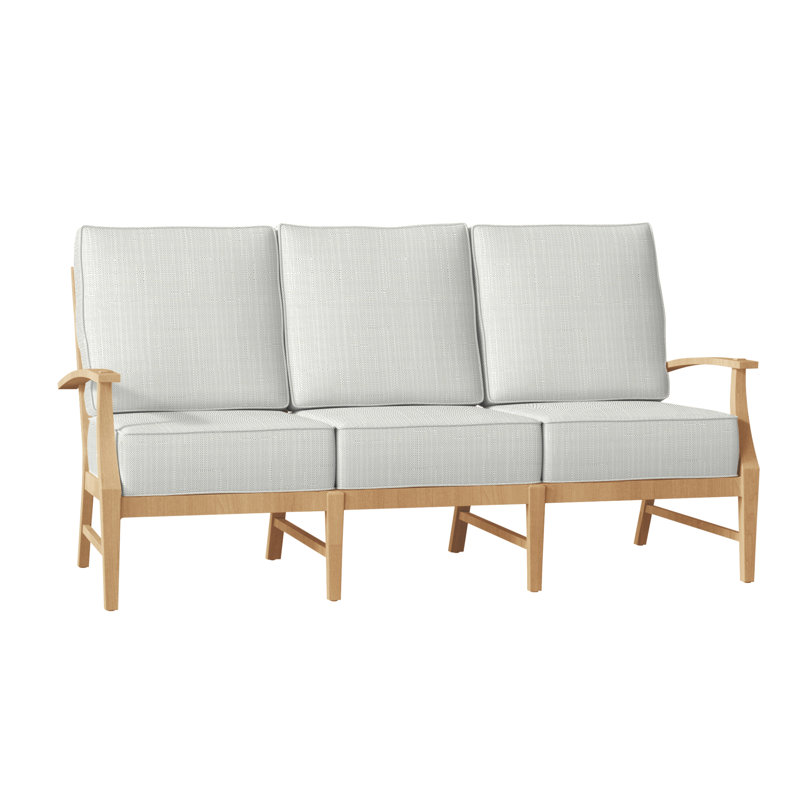 Canapé Croquet - Teck naturel, Sans bourrure + bourre standard, Sunbrella® argent Verona, Teck naturel