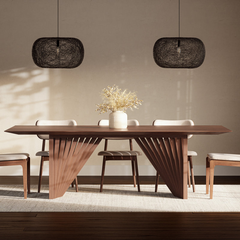 Modern Brazilian Laguna Glass Top Dining Table, Nogal