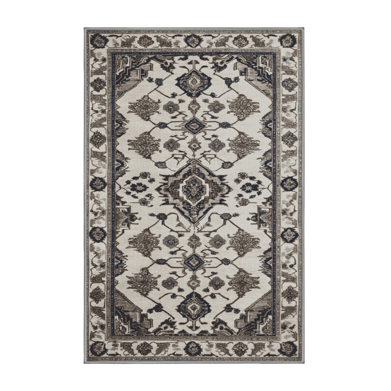 Tapis persan gris lavable à la machine, Rectangulaire 2 pi x 3 pi