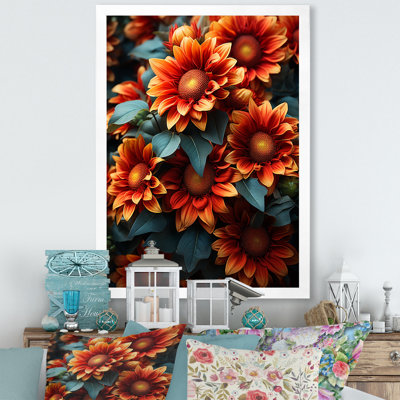 Tournesols rouges et jaunes - art mural tournesols