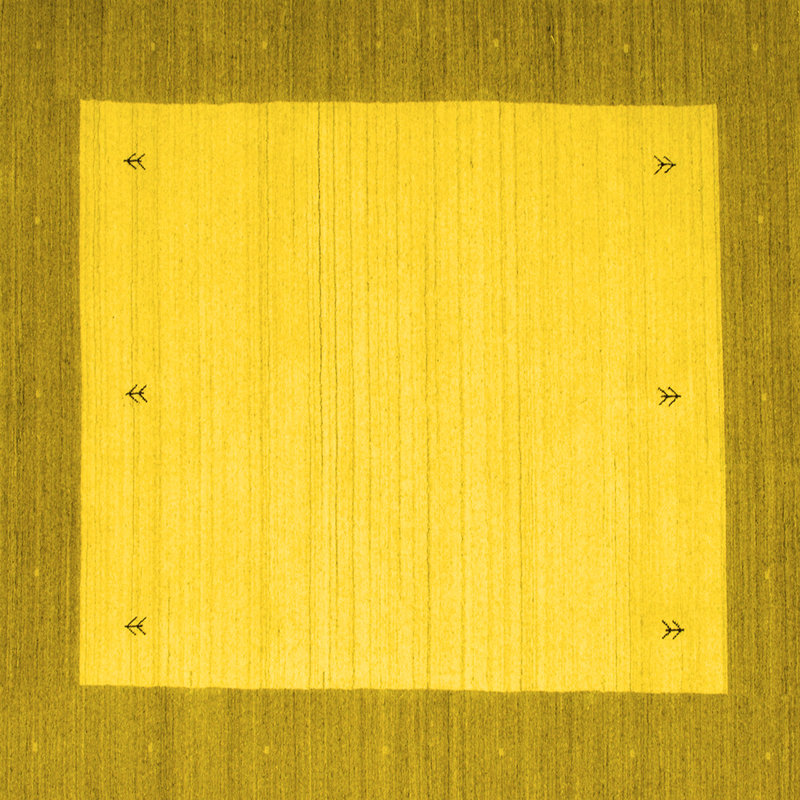 Tapis contemporains jaunes lavables à la machine 573, Carré de 6 pi