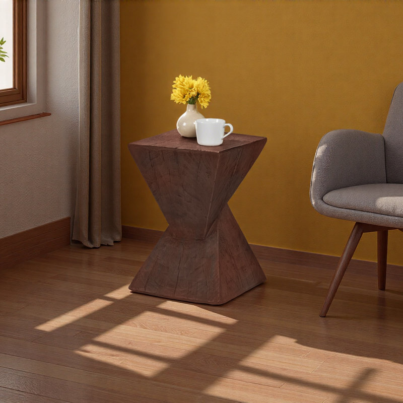 Geometric Mgo Side Table, Dark Brown