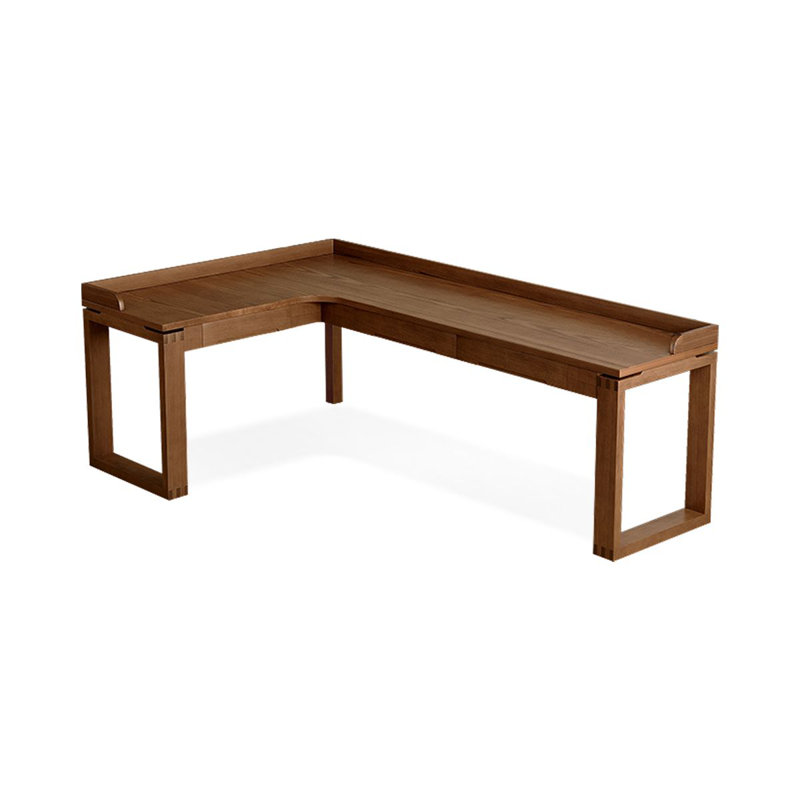 Bureau en bois massif en L noyer clair avec 3 tiroirs, H 31,5 po x l 78,74 po x P 47,24 po, Retour à gauche