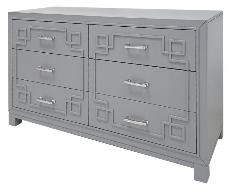 Commode double 6 tiroirs l 50 po Ritner, Gris