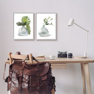 "Simple Monstera Plant Leaf Sprig" par Sally Swatland - ensemble de 2 impressions