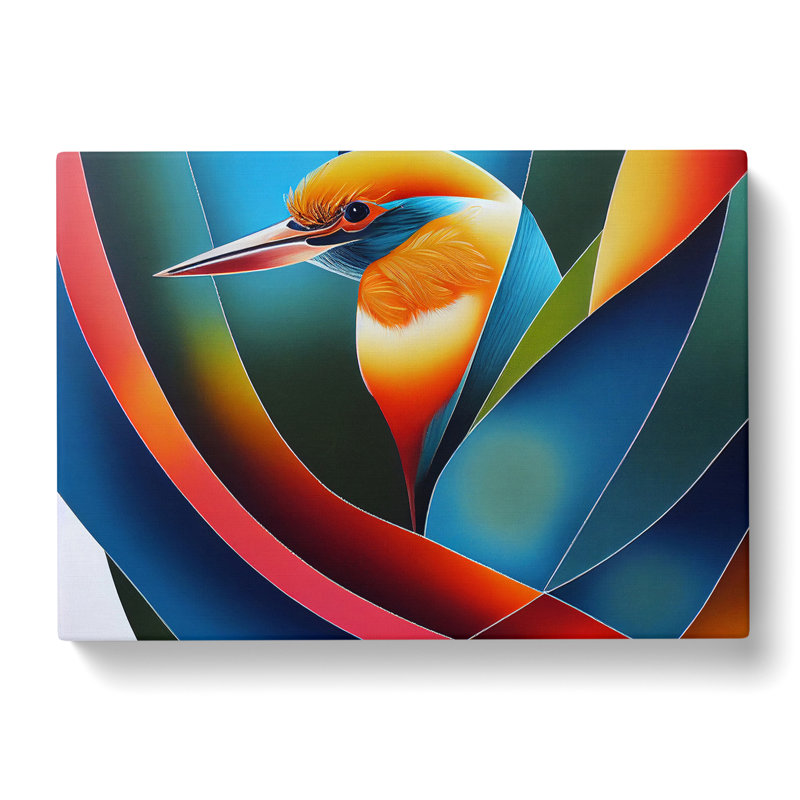 Legendary Kingfisher Bird Abstract - Wrapped Canvas Print, 35cm H x 50cm W x 3cm D